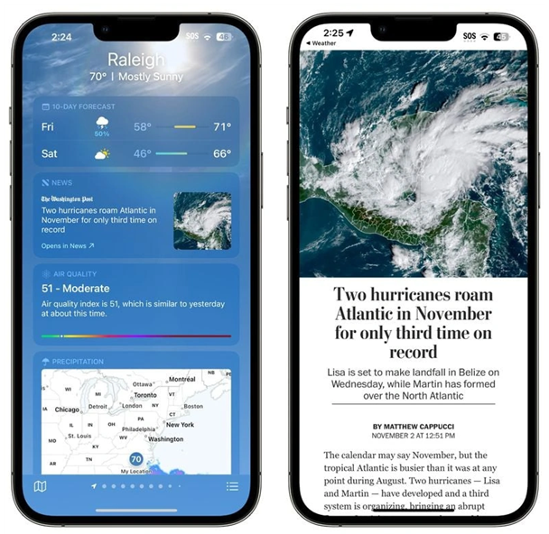 莲池苹果14维修分享iPhone 14手机如何看天气时顺带看新闻 